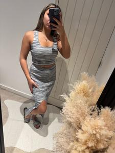 Adira - Ribbed Knit Two-Piece Co-Ord Set - Cropped Tank & Asymmetric Maxi Skirt for Women - Casual, Womenswear holiday abroad outfits