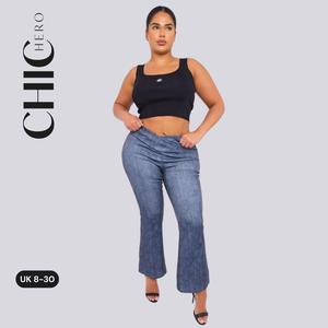 ChicHero High Waisted Crossover Stretchy Pull on Flare Hem Comfort Womenswear Bell Bottom black  friday  sale