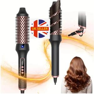 3 in 1 Round Electric Hair Thermal Brush, Heated Round Brush for Beach Waves, Hair Straightening ,negative Ion comb thermal Brush 10 temperature LCD Display up to410 F Curling Brush Curling Iron Heated Brush .