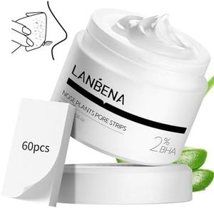 LANBENA Blackhead Mask (30g), 60 Pieces Nose Pore Strips, Note: Cream Goes Dry out/Gunk below 25 Degrees, Place Bottle in Boiling Water to Soften