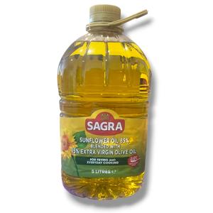 Sagra Sunflower Oil 85% Blended With 15% Extra Virgin Olive Oil 5L - Perfect for Frying & Everyday Cooking