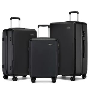 [MissLulu Bags] Classic Design ABS+PC Luggage Set 20"/24"/28" Durable Hard Shell Suitcases with TSA Lock  - Black