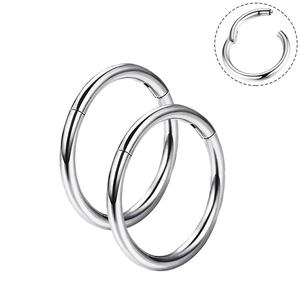 2PCS Classic Hoop Nose Ring Hinged Segment Septum Piercing Ring Cartilage Earrings Lip Ring 16G