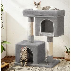SONGMICSHOME Cat Tree, 67H - 101H cm Cat Tower, L, Cat Condo for Large Cats up to 7 kg, Large Cat Perch, 2 Cat Caves, Scratching Post, Cat House cattower