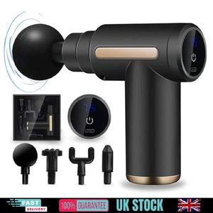 Electric Massage Gun, With LCD Screen and 4 Attachments, USB Charging, Fascia Massager, Deep Tissue Massager, massage machine  stimulation Device, muscle stimulator Comfort Black, Massage Guns UK