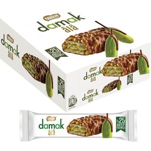 Nestle Damak Ala 25% Pistachio Cream, Milk Chocolate Coated Wafer 30g - Pack of 12 - New Limited Edition Snack