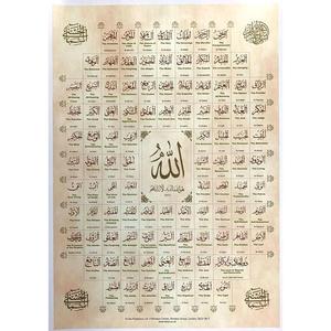 99 names of ALLAH with translation & transliteration in English Poster