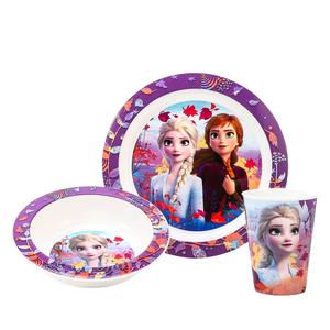 Disney Frozen 3pcs Kids Childrens Micro Dinner Lunch Tableware Set Plate, Bowl & Cup, BPA Free