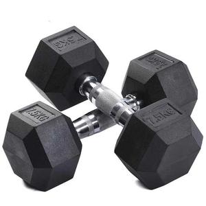 7.5Kg Hex Dumbbells Pair with Metal Handles for Home Gym Fitness Exercise Weights Plates Robust Cast Iron Design 2 Pack