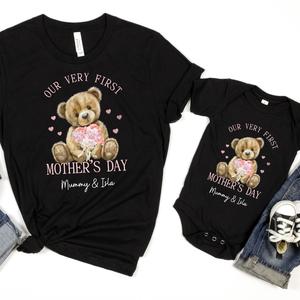 Our Very First Mothers Day Pink Bear Matching T-Shirt & Vest