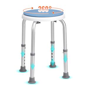 VEVOR Shower Chair for Inside Shower, 360 Degree Swivel Shower Seat, Adjustable Height Shower Stool, Non-Slip Bench Bathtub Seat Stool for Elderly Disabled Adults Handicap, 300 lbs Capacity Aluminium Lightweight