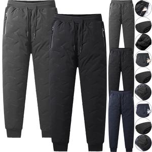 Men's Water Resistant Fleece Lined Trousers Jogging Bottoms Outdoor Waterproof Breathable Soft Shell Trousers Zip Pockets Trekking