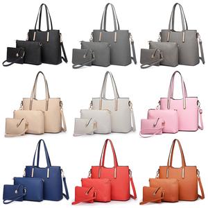 [MissLulu Bags] Three Piece Tote Shoulder Handbag and Clutch Set - Premium Quality Textured PU Leather