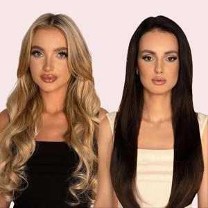 Koko Couture Valentine's Long One Piece Clip in Hair Extension Bundle - 24 Inch Straight and 20 Inch Curly Hairpieces