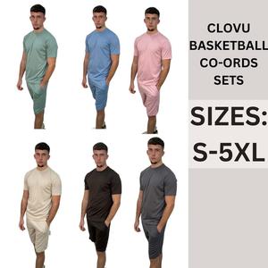 [Clovu] Active Short Set (SS334+366) Sizes S-5XL, Solid Shorts and Breathable Lightweight T-Shirt, Summer 2024 Stylish Daily Outfit Basketball Menswear Plain Sleeve Clothes Outdoor Polyester Sports Sporty Holiday Outfit