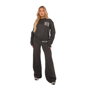 Pluma Womenswear Rebellious Fashion Knit Swirl Detail Oversized Sweatshirt