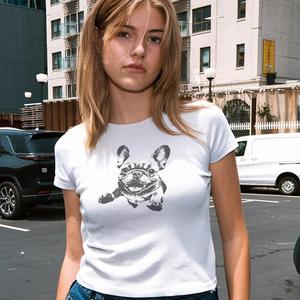 French Bulldog Print T-Shirt - Womens Baby Tee - Salty Pixie