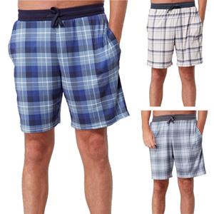 Mens Pyjama Shorts Comfortable Lounge with Pockets Sleepwear Nightwear Loungewear Bottom Soft touch Breathable Short Pants for Mens S-4XL Fabric Menswear Homewear Pajama Set Pjs Day Ribbed Tropical Plaid Checked