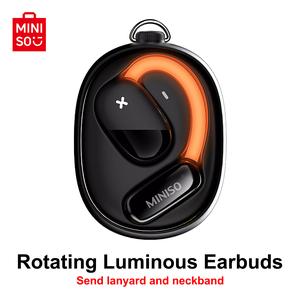MINISO M99 True Open Wireless Earbuds, Cool Light Strips Design, Bluetooth 5.4, IPX5 Waterproof, Deep Bass, Ergonomic Ear Hooks, Clear Calls, Lightweight Comfortable Wireless Headphones for Sports School
