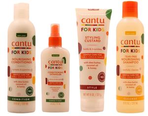 Cantu Care For Kids Gentle Care for Textured Hair Shampoo, Conditioner, Detangler, Styling Custard (SET OF 4) Haircare Comfort, Curl Products, Coconut Hydrate Moisture