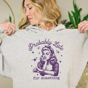 Probably Late Retro Graphic Women's Heather Grey Hoodie