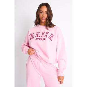 Kaiia Sport Oversized Sweatshirt Baby Pink & Red