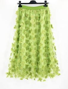 Fashion Luva 3D Butterfly Double-Layered Lace Mesh Lining Organza Mesh Tulle Tutu Chiffon Lace Maxi Flare Floral Skirt