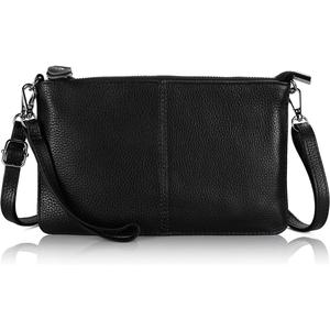 Small Leather Crossbody Bag for Women, Cell Phone Cross Body Black Clutch Purses Ladies Handbags & Shoulder bags, Envelope Wristlet Clutch Wallet with Wrist Strap