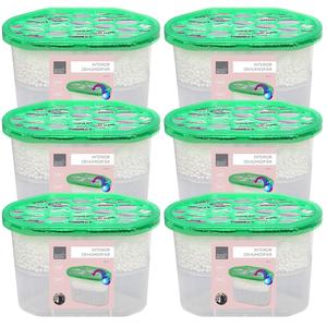 6 x 500ml Interior Dehumidifier with Fast Acting Natural Hydrophilic Crystals – Ideal for Use Around The Home Office and Small Spaces - Helps Prevent Damp Mildew Mould Condensation