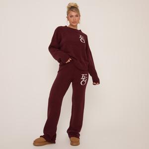 Mid Waist Ego Graphic Straight Leg Trousers