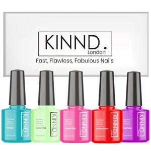 KINND - Summer Gift Set - Rapid Dry Nail Polish - 5 x 8ml Bottles - Quick Dry Nail Varnish - Instant Dry - High Gloss - High Shine - Spring Summer Pastel Nail Colours - Vegan - Made In UK - In Gift Box Nail Art Nail Care Nail Tech Designs Nails