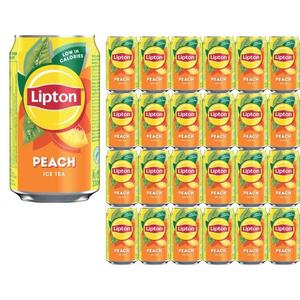 Lipton​ Peach Ice Tea Can 330ml​ - Pack of 24 - Low calorie​ soft drink​, Black tea extract​ Beverage, Refreshing Drink Sweet