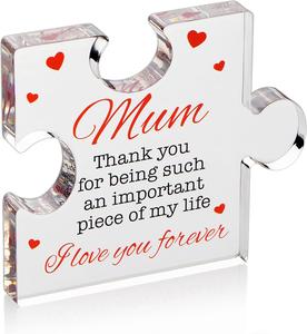 Mothers Day Gift for Mum Present birthday for the Occasions - Engraved Acrylic Block Puzzle - Cool Paperweight Mum Presents From Daughter, Son, Dad Ideas, -  3.35 X 2.76 Inchv