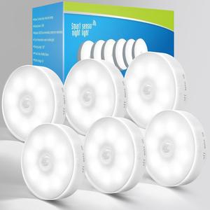 KALAHOL 6-Pack Motion Sensor Night Lights, 8LEDs Auto Wall Lights, 5 Modes USB Rechargeable for or Kitchen Stair Closet Under Cabinet
