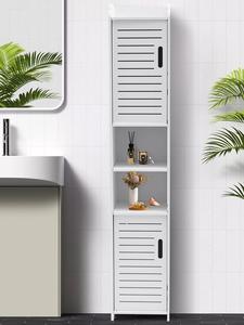 5Tier Bathroom Floor Cabinet Standing Storage Cupboard Door Wooden Shelves White - Durable and Elegant Bathroom Organiser - Racks